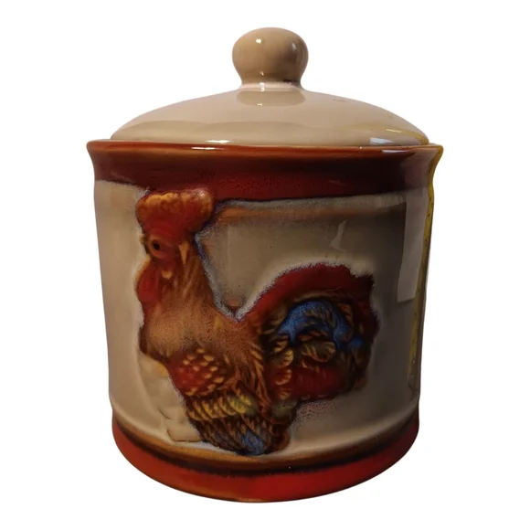 Ceramic Rooster Cannister 5" H - Perfect For Country Kitchen Decor - Picture 6 of 7